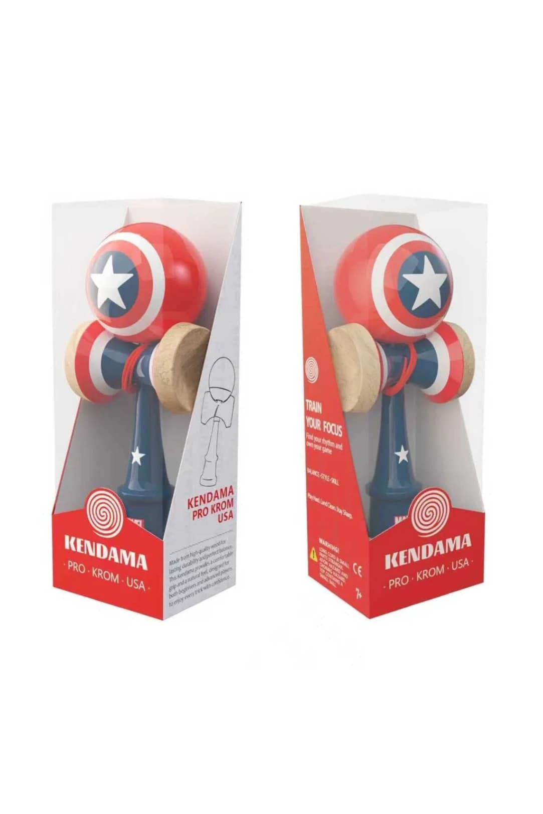 Kendama Captain America Marvel 18.5 cm , cupe mari si set ata cadou - Prezentare Online