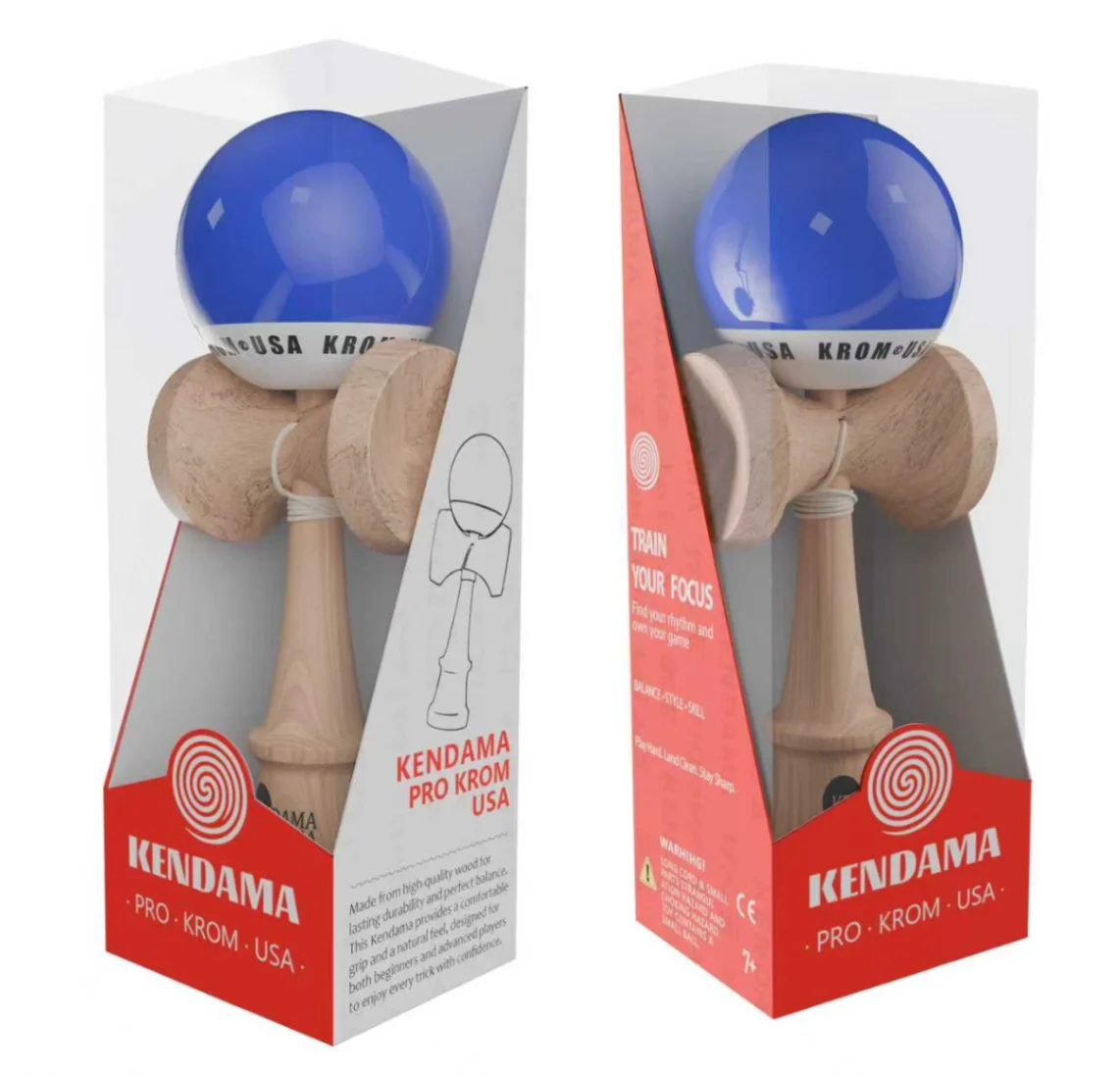 Kendama KROM USA Albastră inchis ,18, 5 cm,  Base cup, Cupe mari si set ata cadou - Detalii Produs
