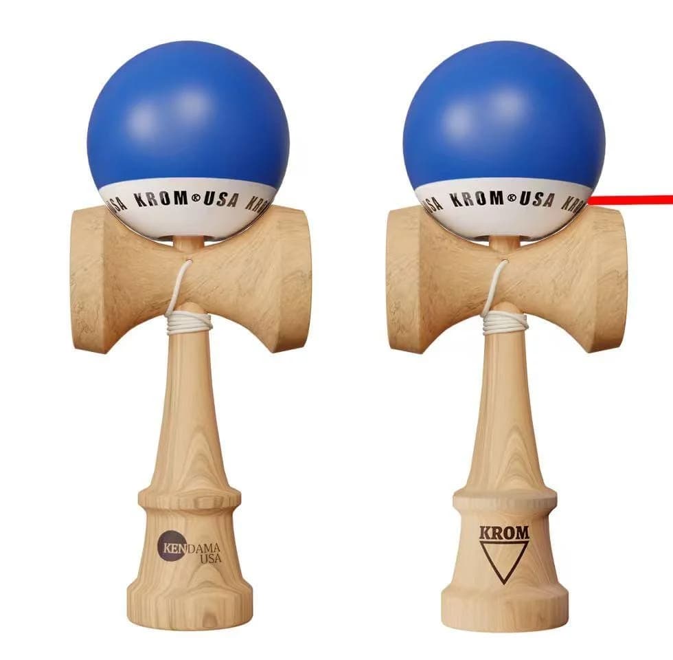 Kendama KROM USA Albastră inchis ,18, 5 cm,  Base cup, Cupe mari si set ata cadou