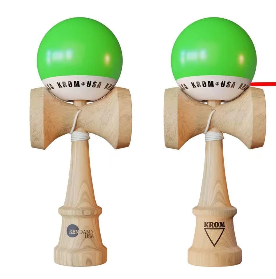 Kendama KROM USA Verde ,18, 5 cm,  Base cup, Cupe mari si set ata cadou