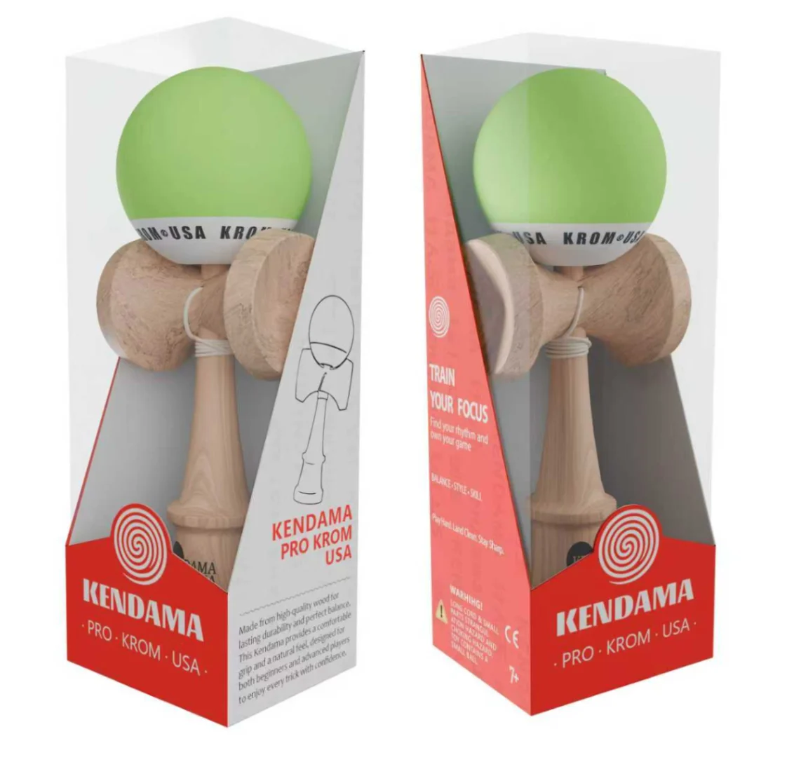 Kendama KROM USA verde lime ,18, 5 cm,  Base cup, Cupe mari si set ata cadou - Detalii Produs
