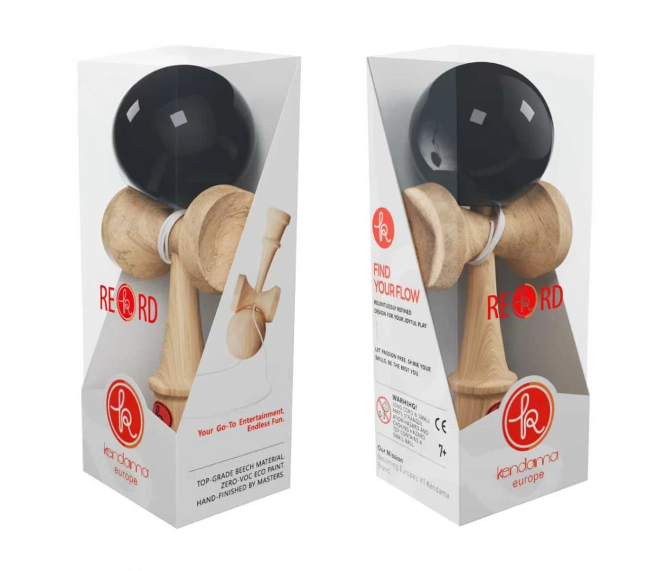 Kendama Europa Record Neagra, Base cup, Cupe mari, 18,5 cm si set ata cadou - Detalii Produs