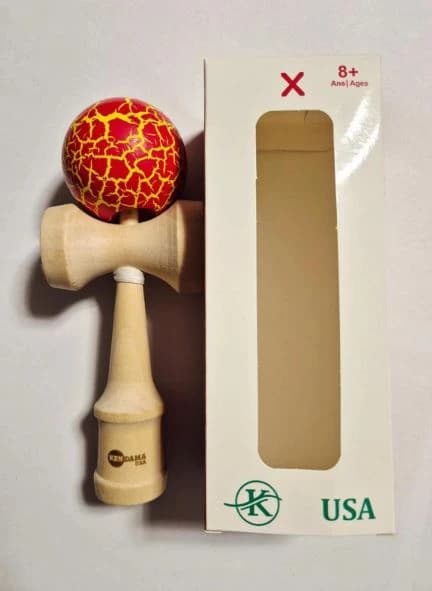 Kendama, Pro Krom Usa, Model Crapat Rosu-Galben  - Prezentare Online