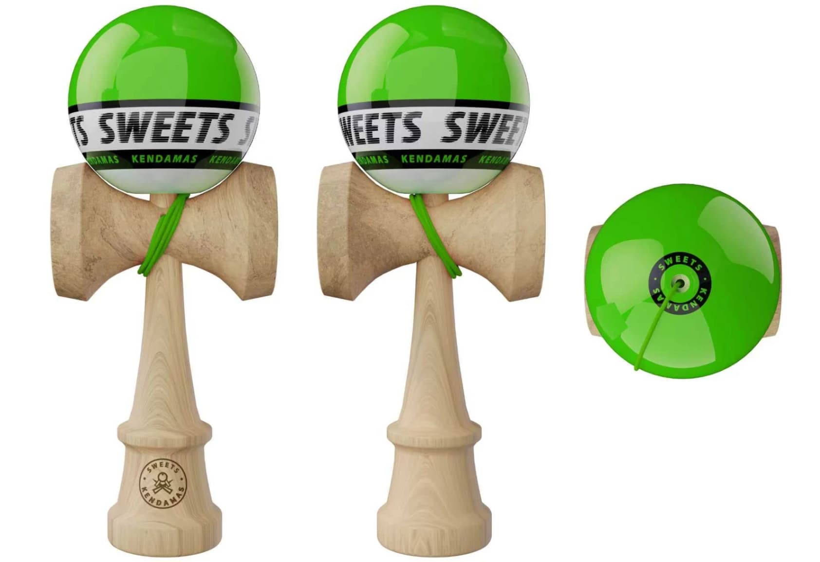 Kendama Sweets Starter  - Verde, Base Cup, Cupe Mari, marime mare 18,5 cm si o ata de rezerva - Detalii Produs