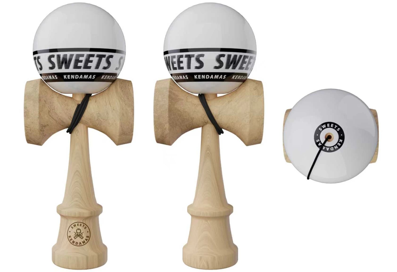 Kendama Sweets Starter - Alb, Base Cup, Cupe Mari, marime mare 18,5 cm si o ata de rezerva