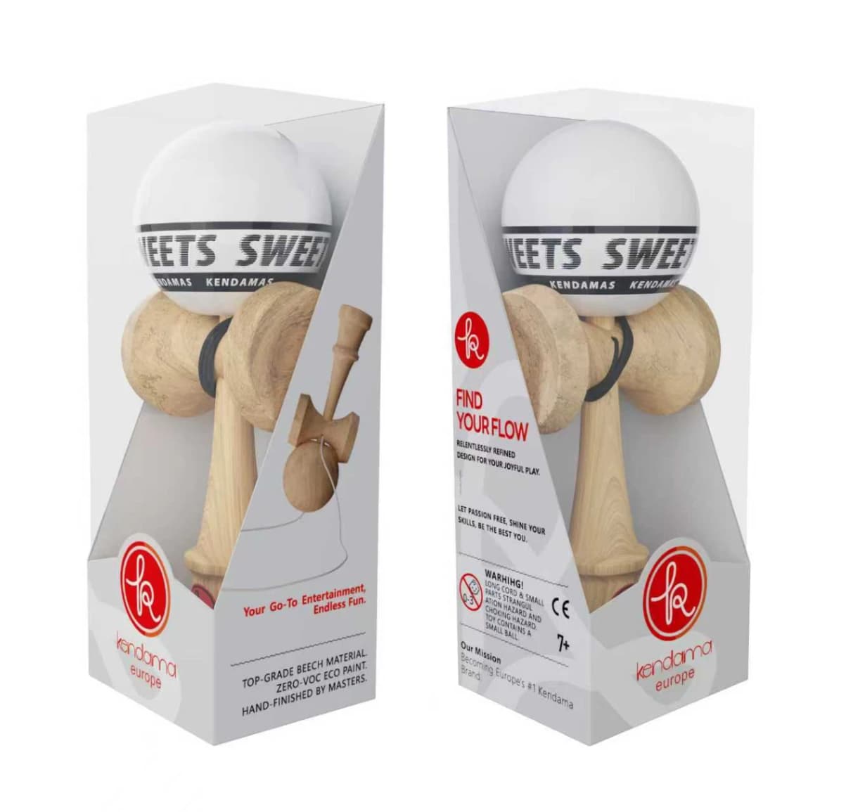 Kendama Sweets Starter - Alb, Base Cup, Cupe Mari, marime mare 18,5 cm si o ata de rezerva - Detalii Produs