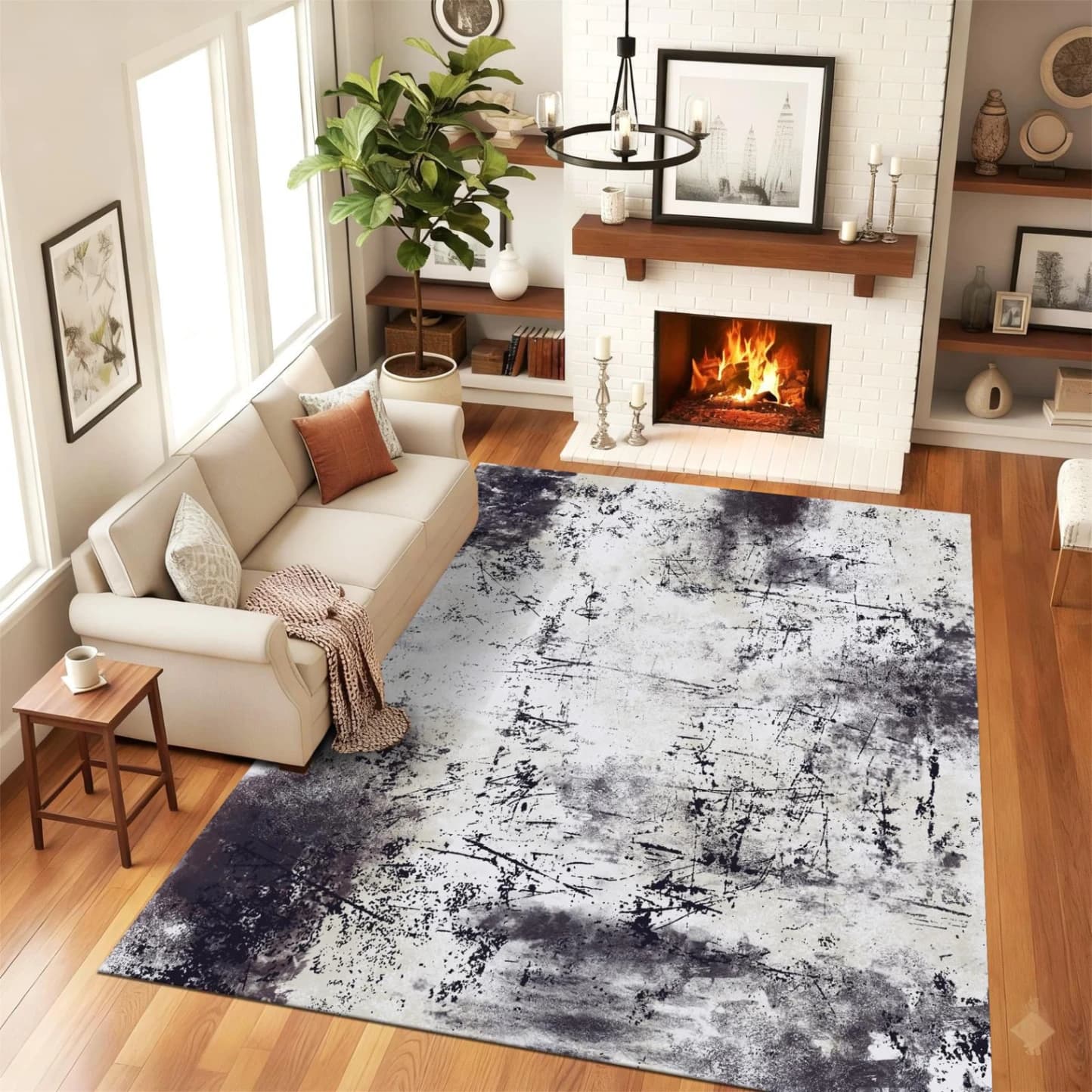 Fotografie produs: Covor modern gri cu model abstract pentru living, design contemporan și versatil GRI 150x230 CM - GRI