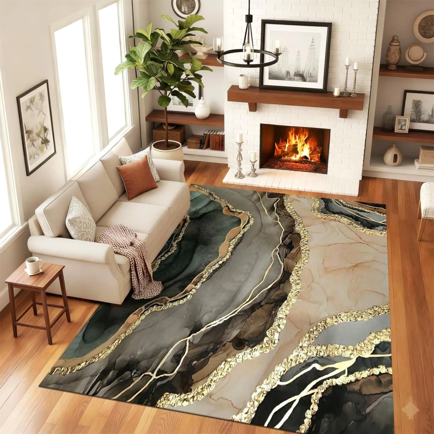 Fotografie produs: Covor modern cu design abstract cu model Marble pentru Living AURIU 150X230 CM - AURIU