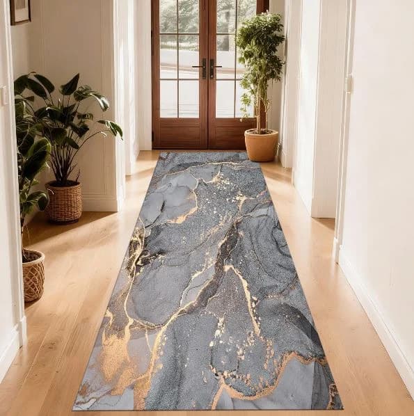 Fotografie produs: Traversa Hol Covor Antiderapant Gri-Auriu 60 x 180 cm - Gri-Auriu 