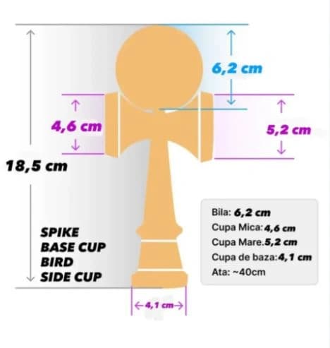 Kendama Sweets, Forma Broken, Antiskid, Beech, Marime Mare 18.5 cm, Cupe Mari, Base Cup si o ata de rezerva  - Foto Universul Familiei