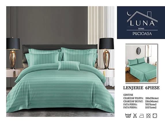 Fotografie produs: Lenjerie de pat din Damasc, pentru pat dublu, 6 piese 200X230 CM