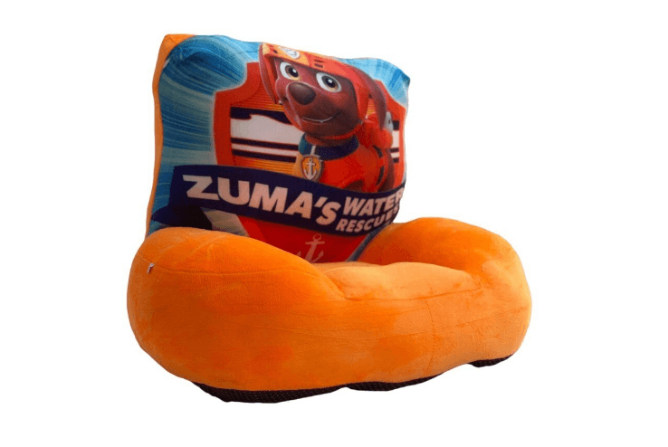 Fotoliu din plus catifelat pentru copii cu spatar 3D, Paw patrol Zuma, 50 cm, portocaliu Concept E Efrall - Detalii Produs