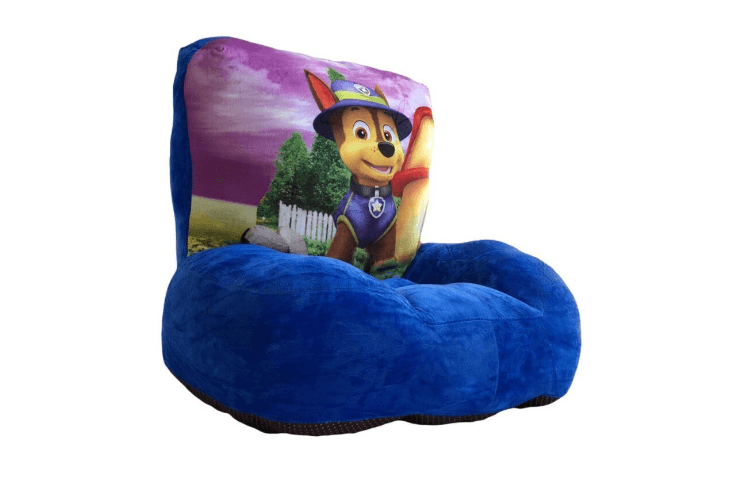 Fotoliu din plus catifelat pentru copii cu spatar 3D, Paw patrol Chase, 50 cm, Albastru Concept E Efrall - Detalii Produs