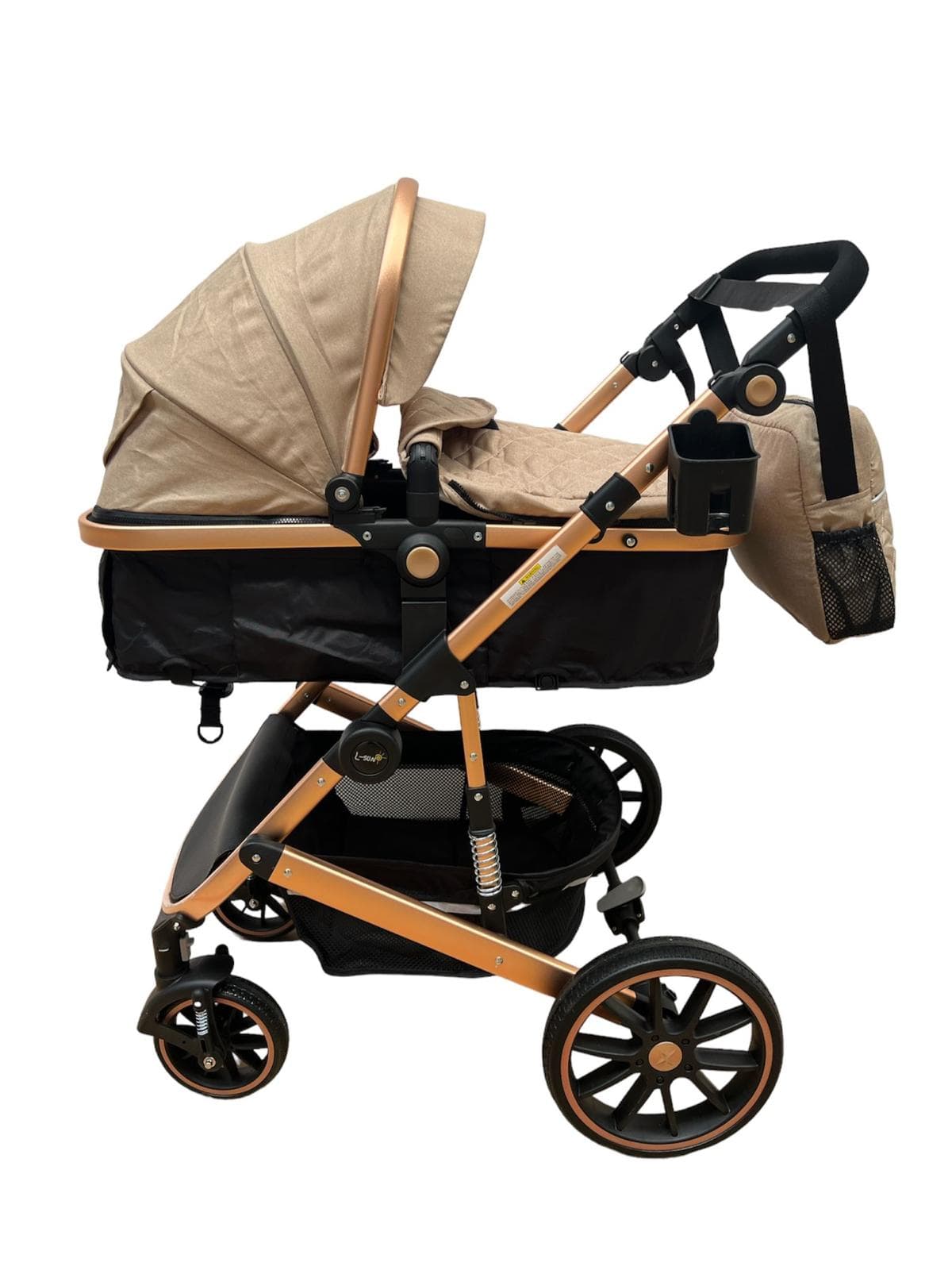 Carucior 3 in 1 cu suspensii, Landoul Reversibil, bej 0 - 36 luni-Concept E Efrall - Detalii Produs