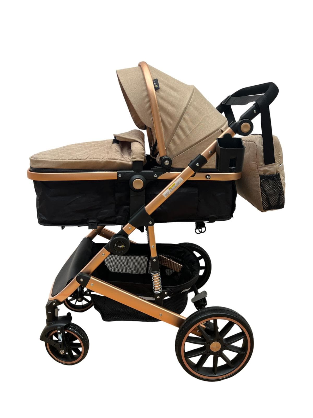 Carucior 3 in 1 cu suspensii, Landoul Reversibil, bej 0 - 36 luni-Concept E Efrall - Foto Universul Familiei