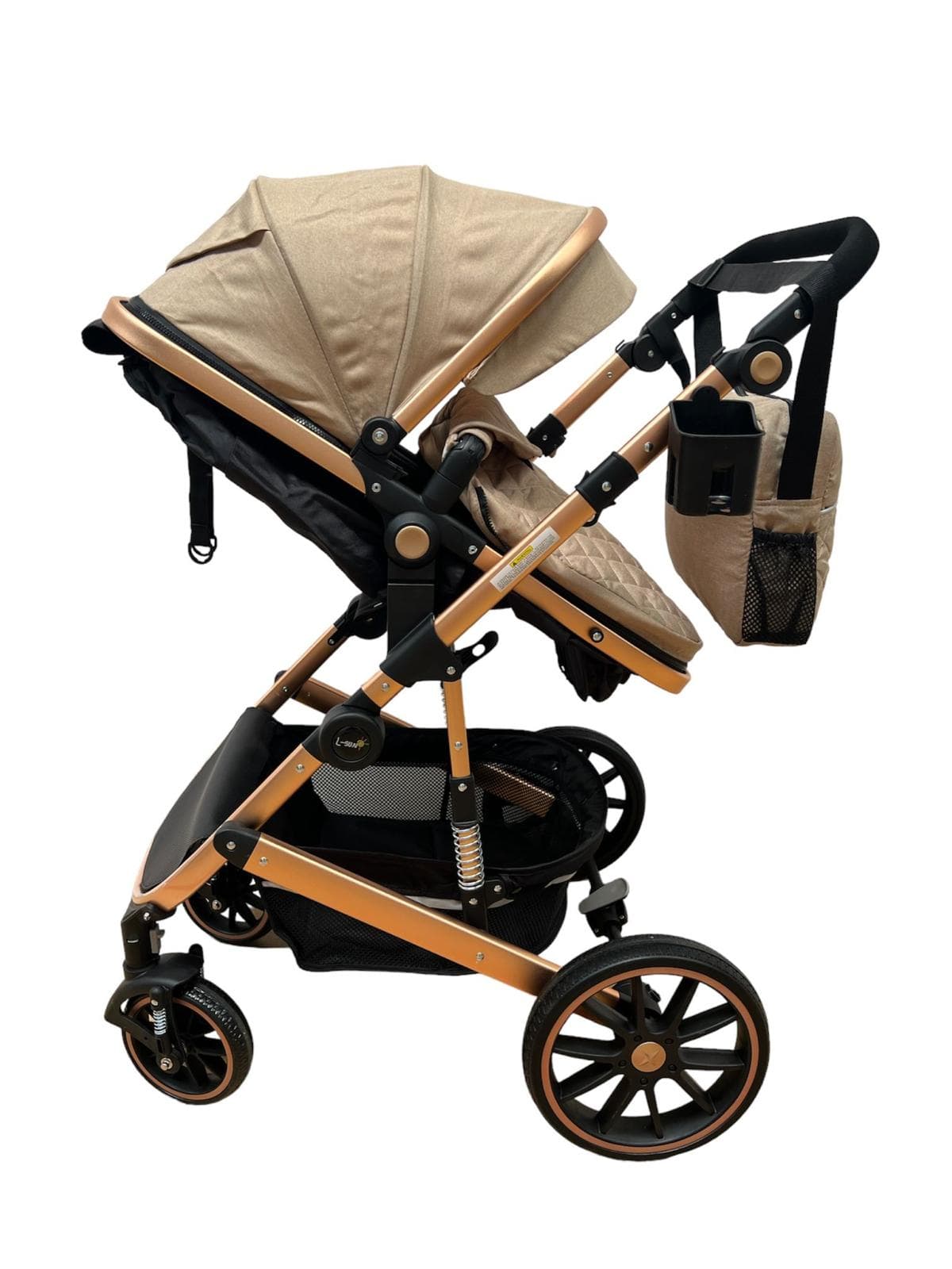 Carucior 3 in 1 cu suspensii, Landoul Reversibil, bej 0 - 36 luni-Concept E Efrall - Magazin Online