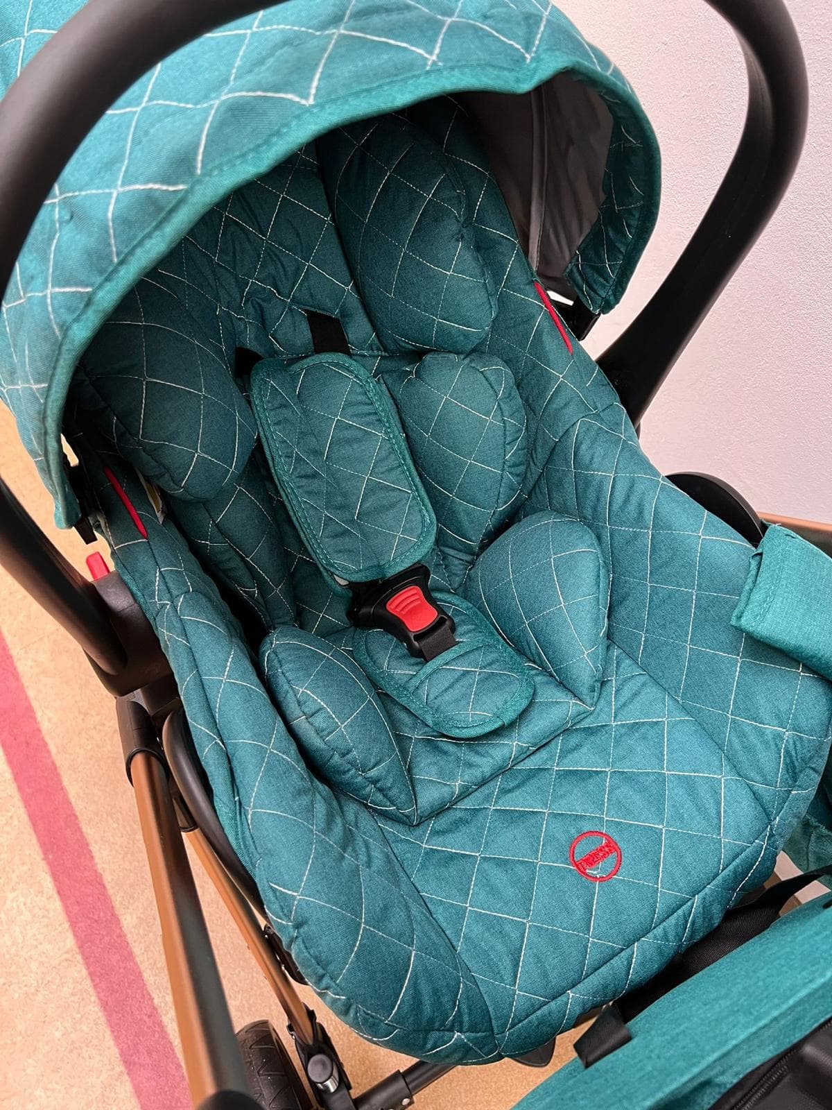 Carucior 3 in 1 cu landou, scoica si geanta, 0-36 luni turcoaz-Concept E Efrall - Detalii Produs