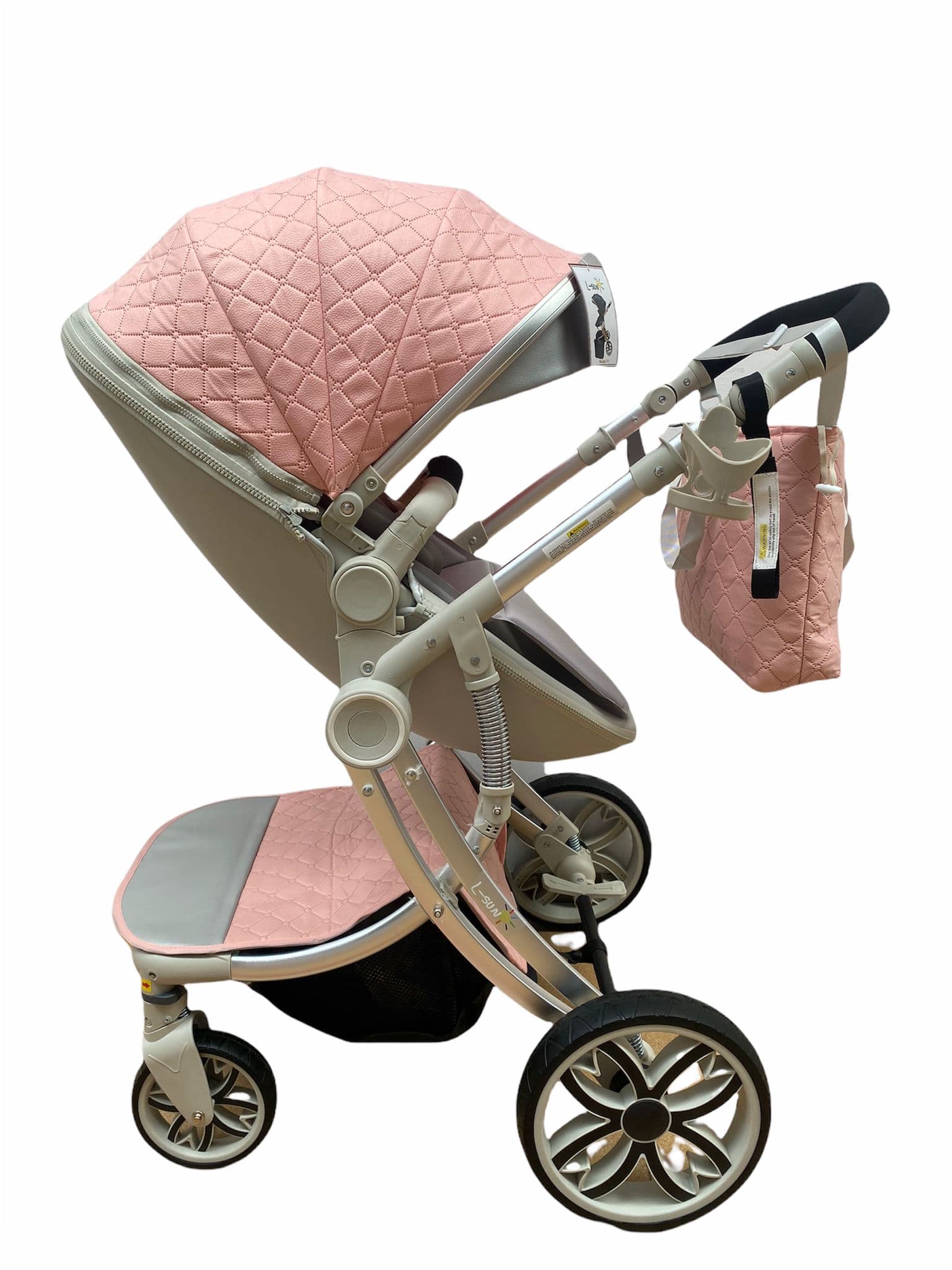 Carucior forma de ou 2 in 1, reversibil, roz cu landou -Concept E Efrall - Detalii Produs