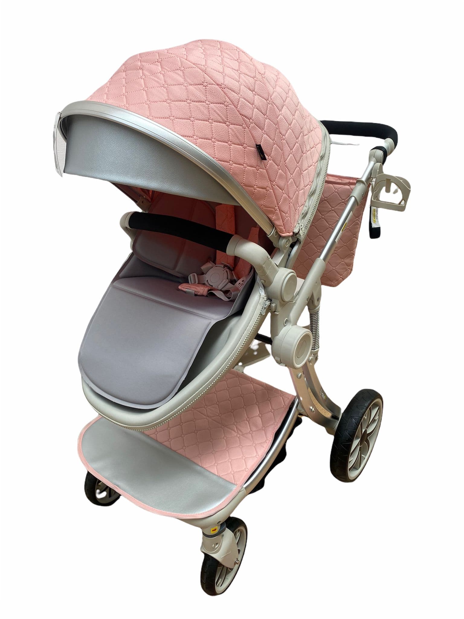 Carucior forma de ou 2 in 1, reversibil, roz cu landou -Concept E Efrall - Foto Universul Familiei