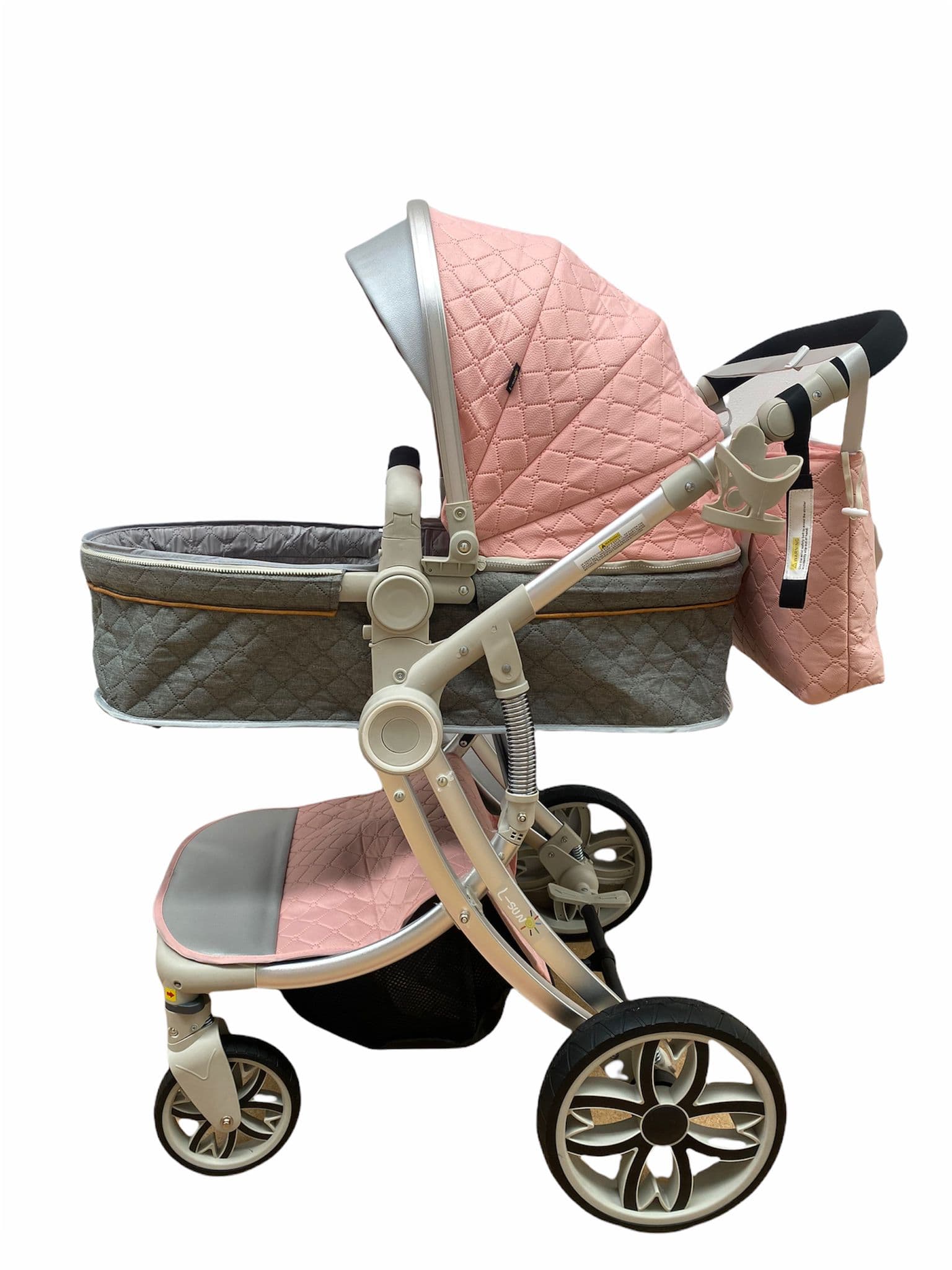 Carucior forma de ou 2 in 1, reversibil, roz cu landou -Concept E Efrall - Magazin Online