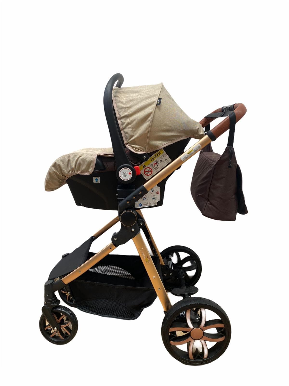 Carucior 3 in 1, Landou/Parte sport si Scoica, cadru din aluminiu si suspensii, Bej -Concept E Efrall - Detalii Produs