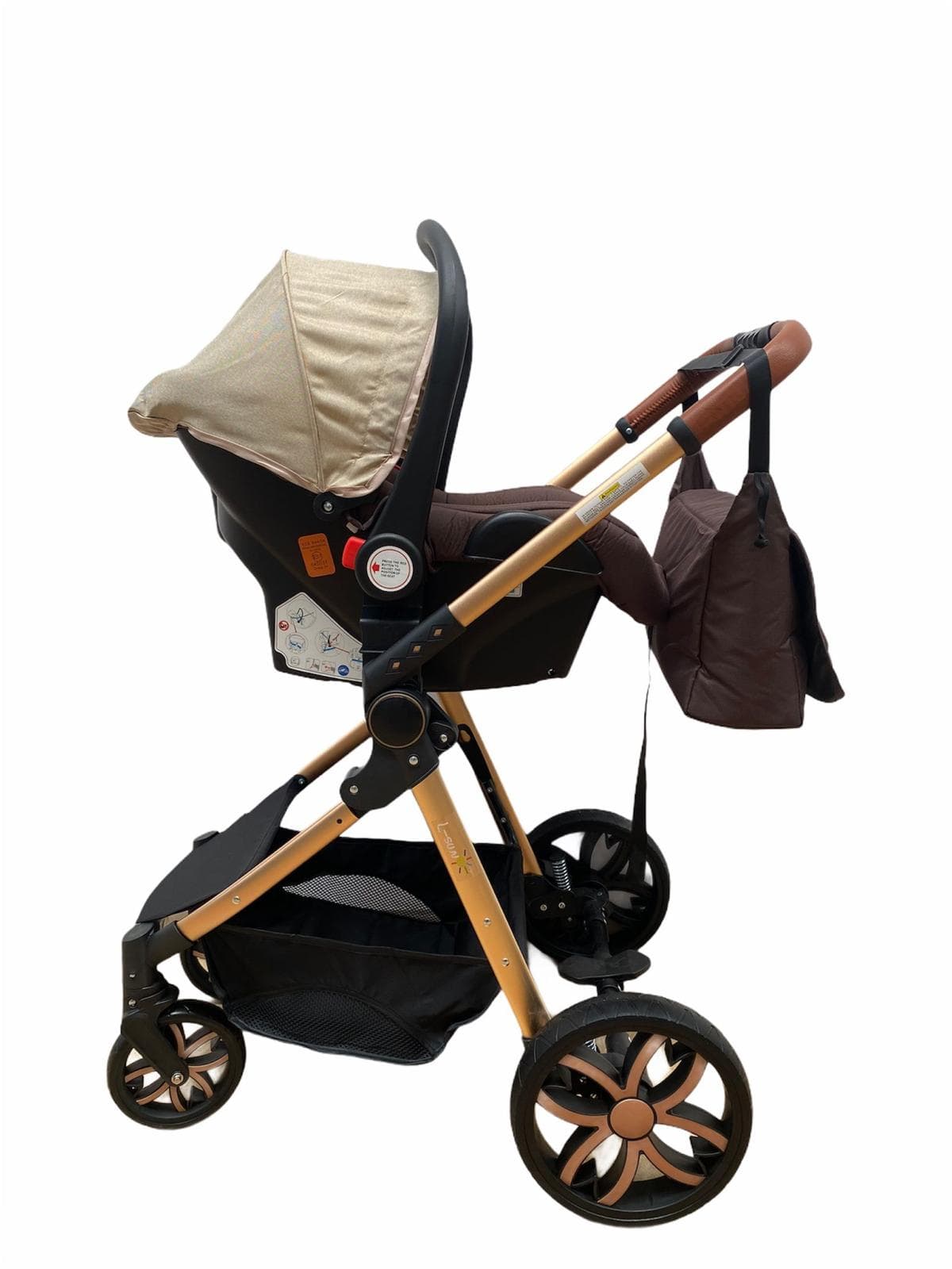 Carucior 3 in 1, Landou/Parte sport si Scoica, cadru din aluminiu si suspensii, Bej -Concept E Efrall - Prezentare Online