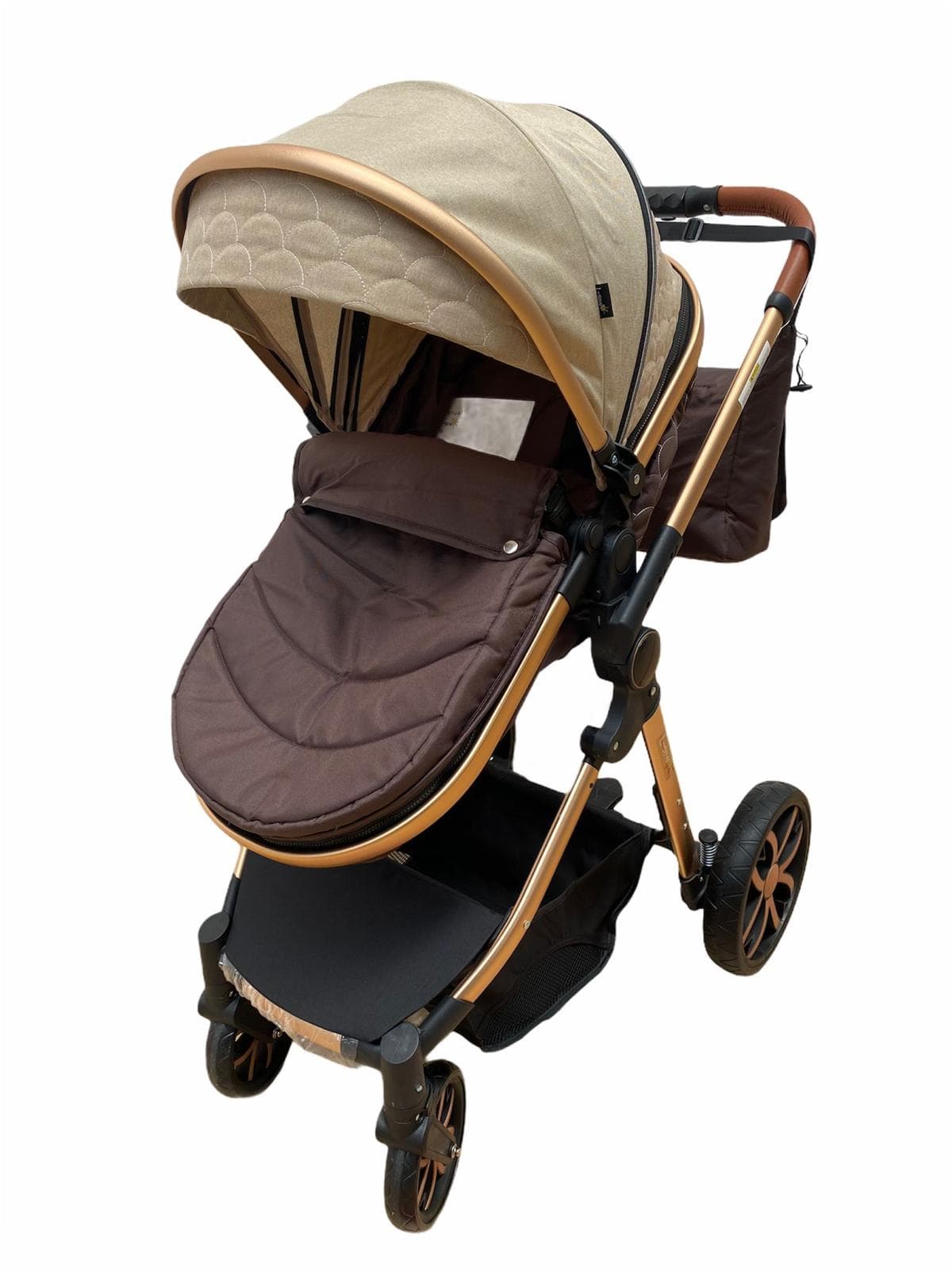 Carucior 3 in 1, Landou/Parte sport si Scoica, cadru din aluminiu si suspensii, Bej -Concept E Efrall - Magazin Online