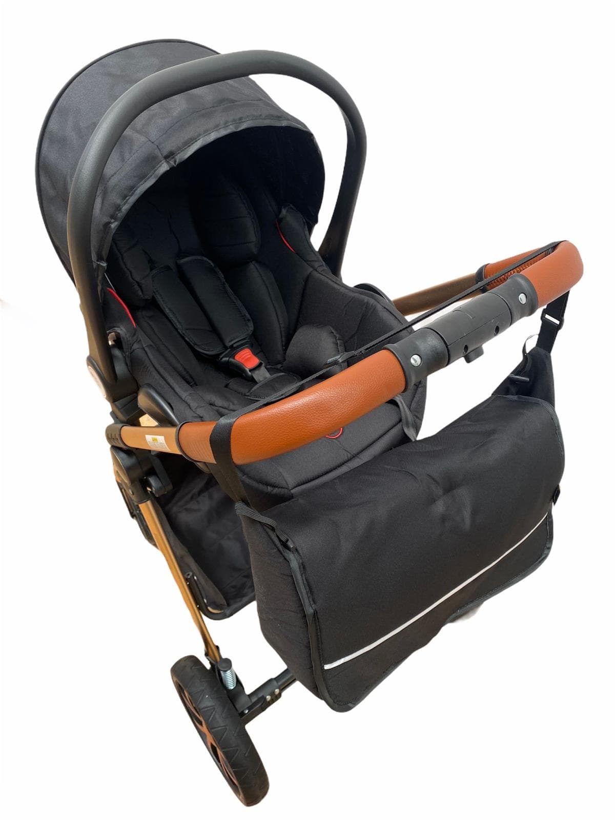 Carucior 3 in 1, Landou/Parte sport si Scoica, cadru din aluminiu si suspensii, negru -Concept E Efrall - Foto Universul Familiei