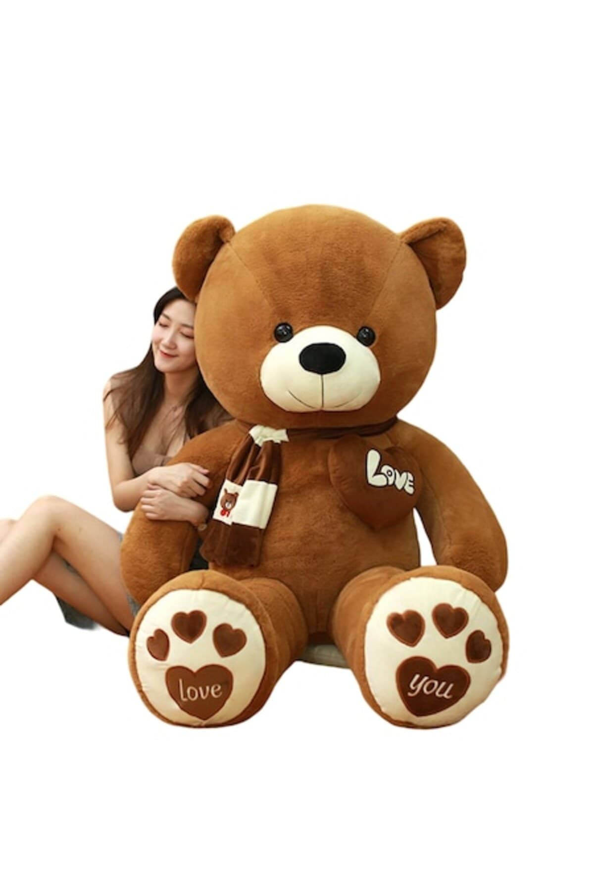 Fotografie produs: Jucărie de pluș, 120 cm model urs cu inimă 3D, maro - Maro