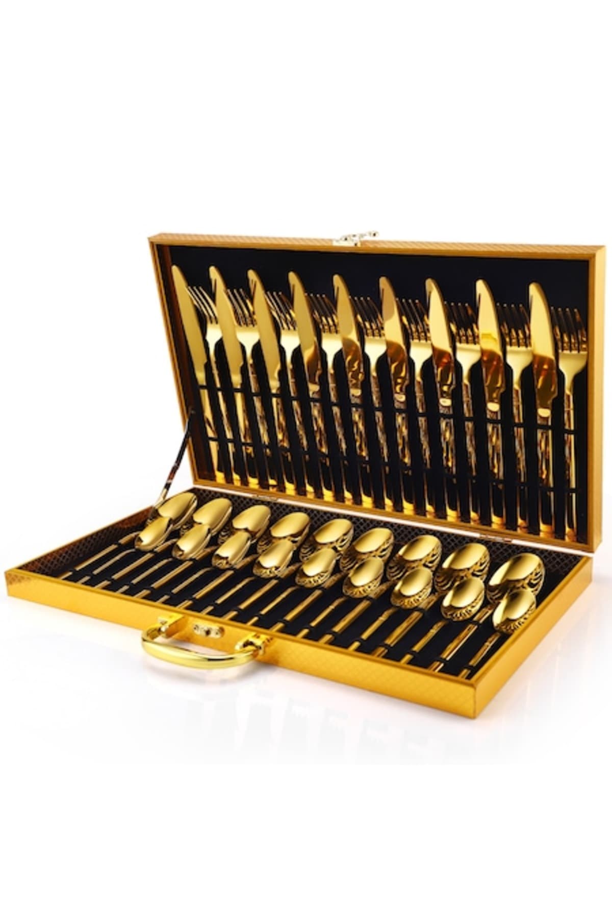 Set de 36 de tacâmuri din oțel inoxidabil, TRENDY’S, Ediție Luxury, Auriu