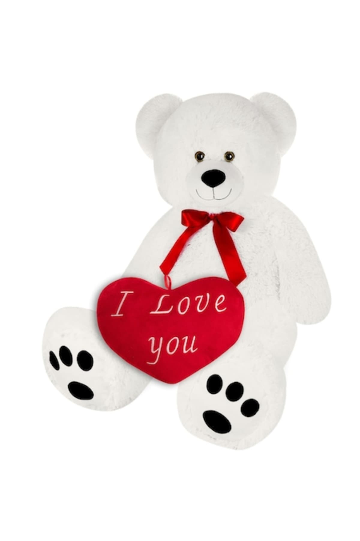 Fotografie produs: Ursuleț 100 cm de pluș gigant Monzana, „Te iubesc”, cu pernă în formă de inimă, înălțime - Crem