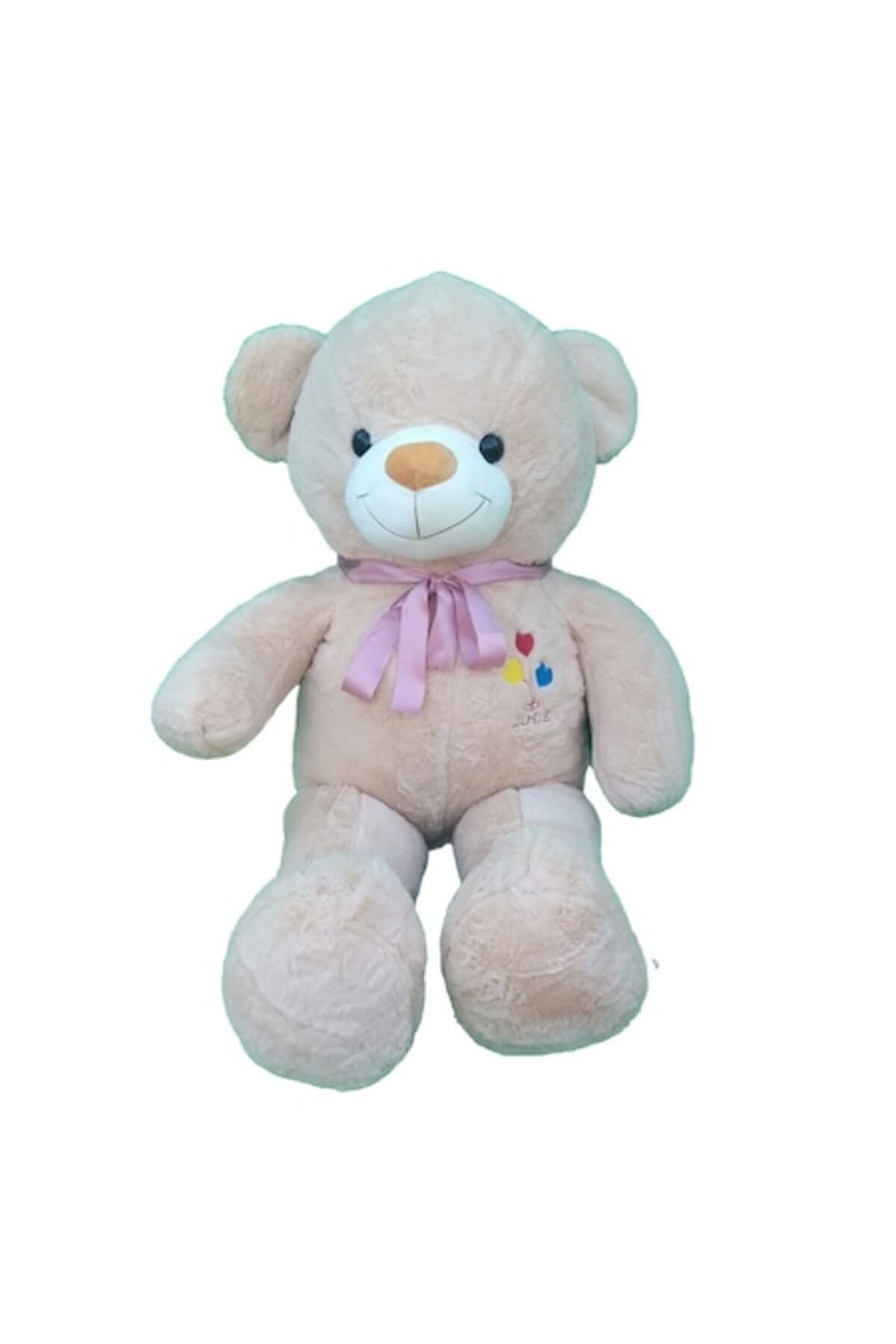 Fotografie produs: Urs de plus, 120 cm , cu baloane inima, crem, - Crem