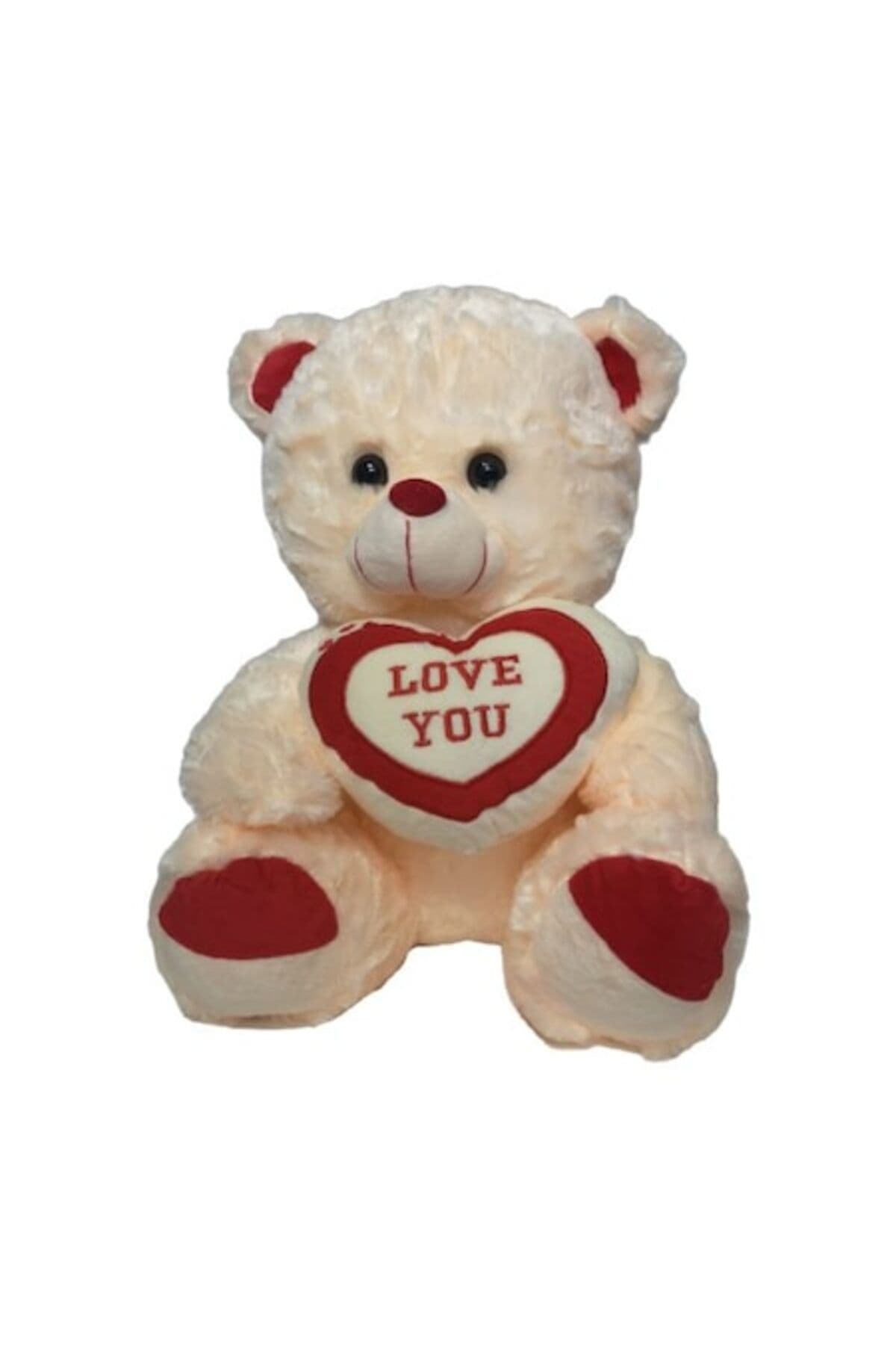 Fotografie produs: Ursuleț de pluș cu inimă 42 x 30 cm , Te iubesc, moale la atingere, crem, - Smântână