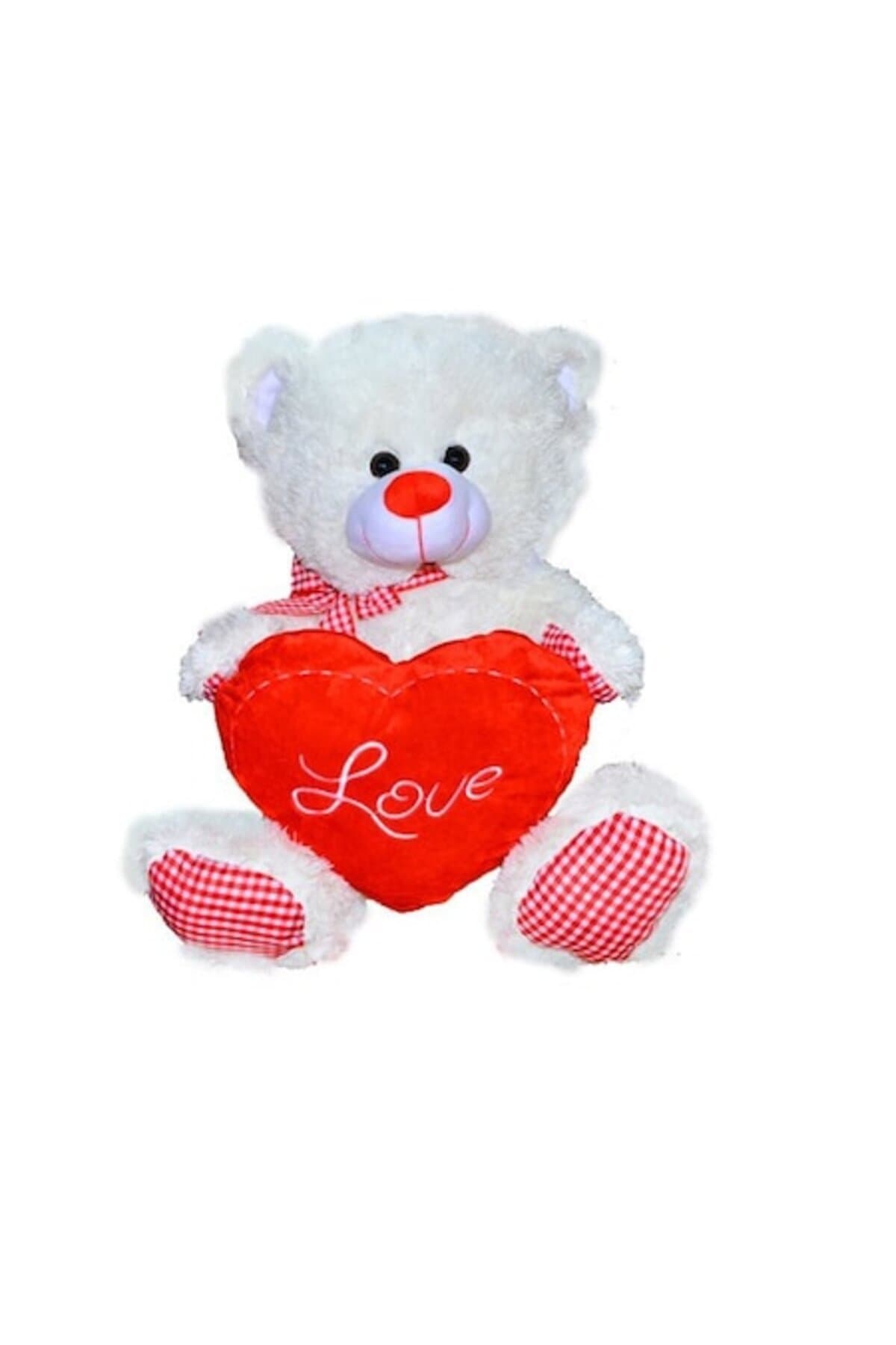 Fotografie produs: Ursuleț de pluș 60 cm cu inimă, , alb, - Roșu, alb