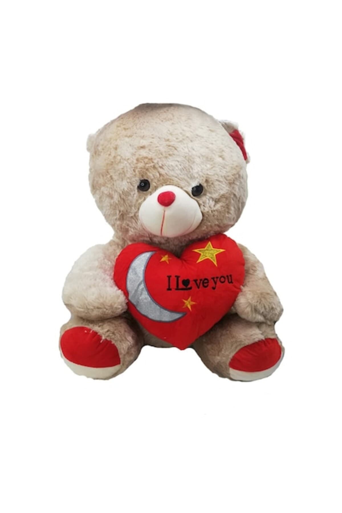 Fotografie produs: Ursuleț 40 cm de pluș crem cu inimă roșie - MULTICOLOR