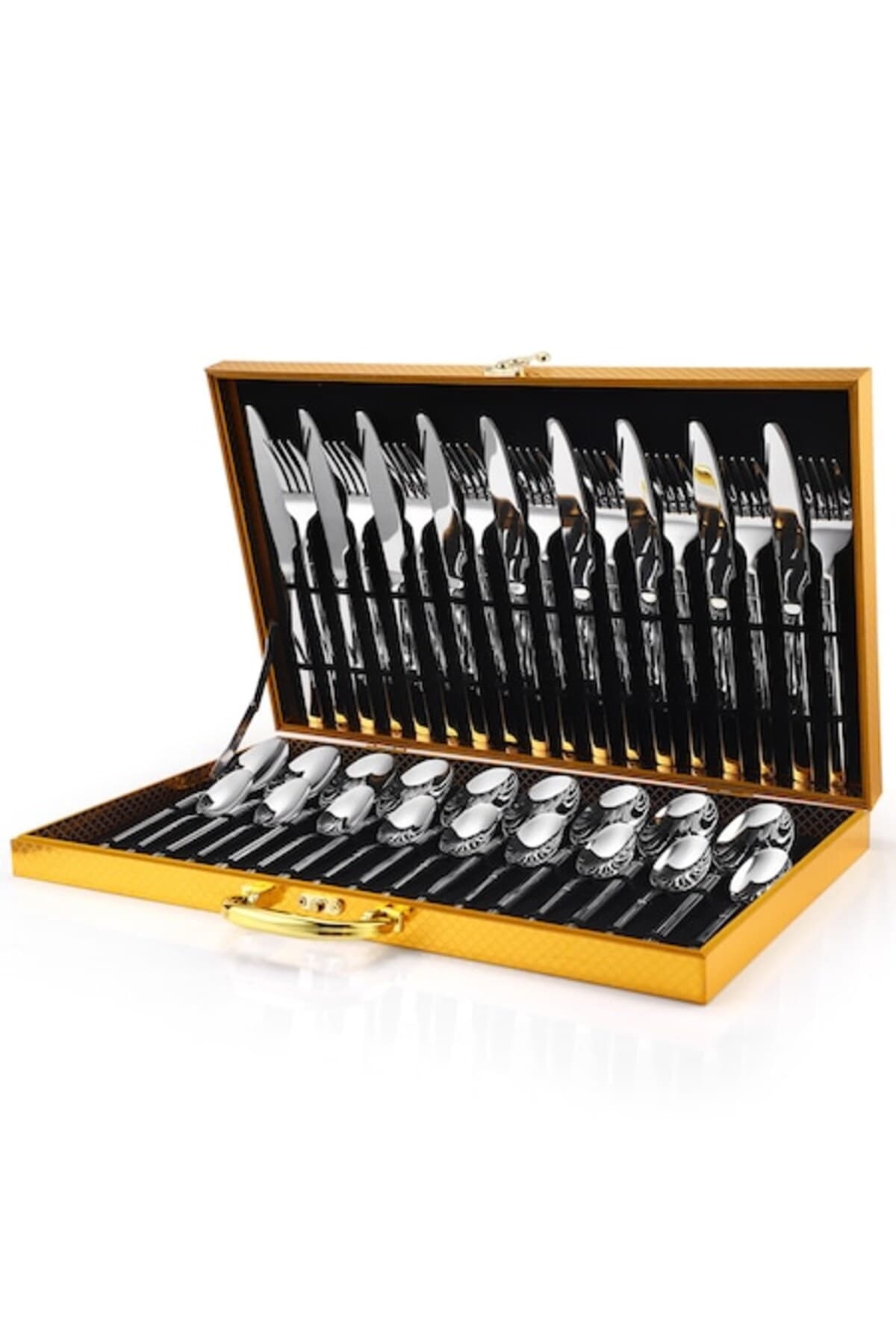 Set tacamuri din inox 36 piese, TRENDY’S, luxury edition, crom