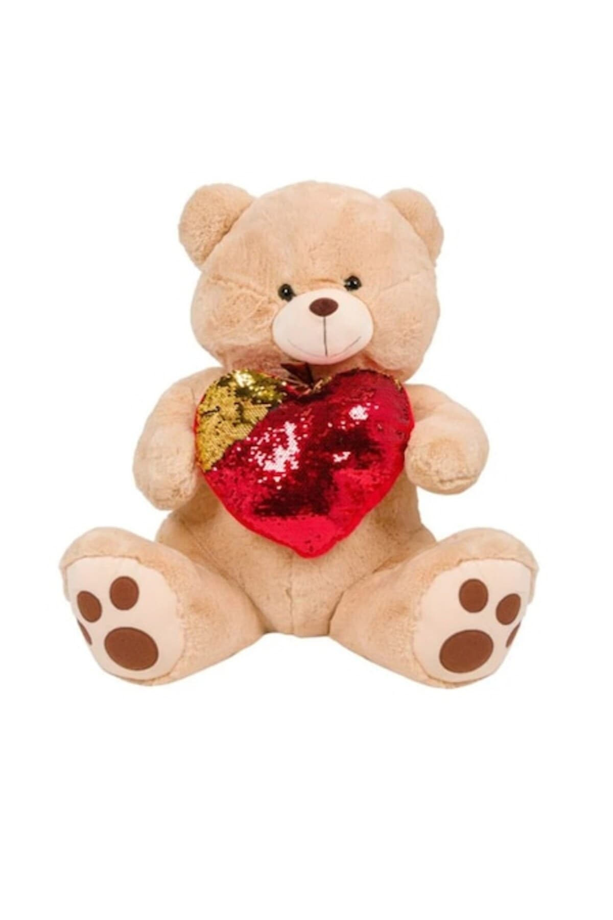 Fotografie produs: Urs de Plus 60 cm bej cu inima rosie de paiete - Bej