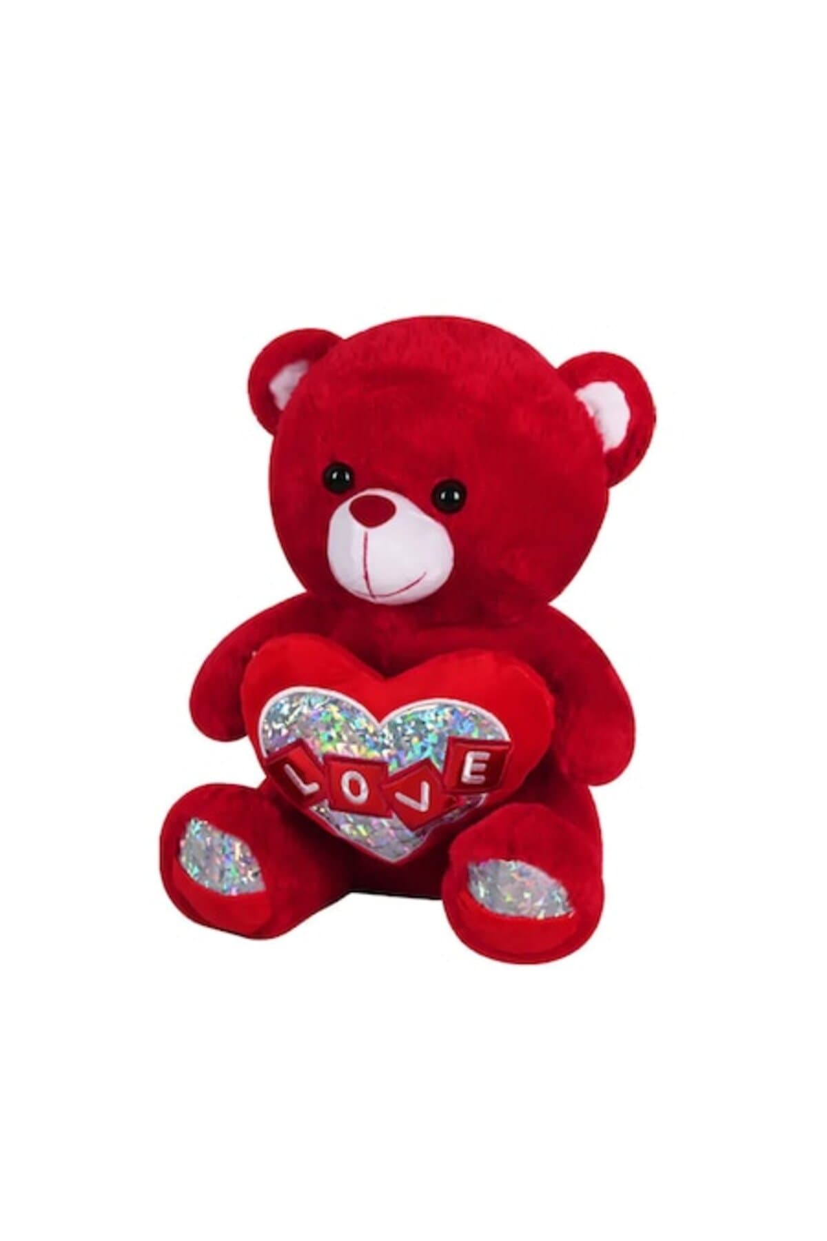 Fotografie produs: Ursuleț de pluș cu inimă,40 cm inscripția „Love”, roșu, - Albastru