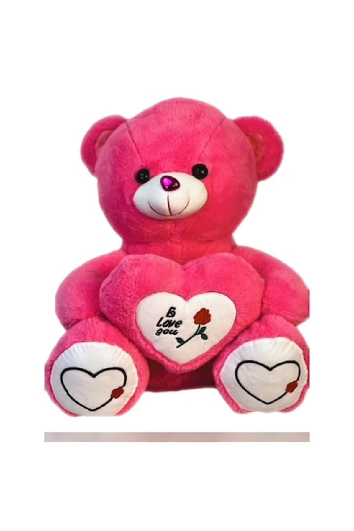 Fotografie produs: Ursuleț de pluș 55 cm, pentru copii cu inimă, culoare roz - Roz