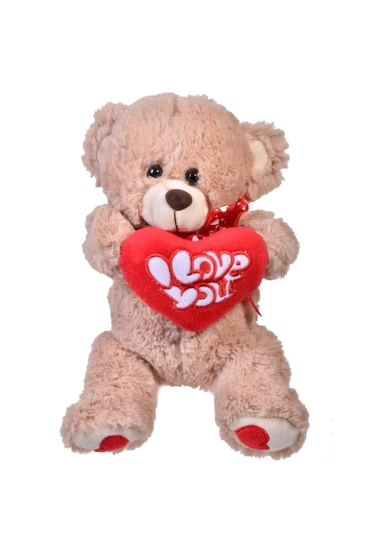 Fotografie produs: Ursuleț 26 cm de pluș cu inimă, bej - Bej și roșu