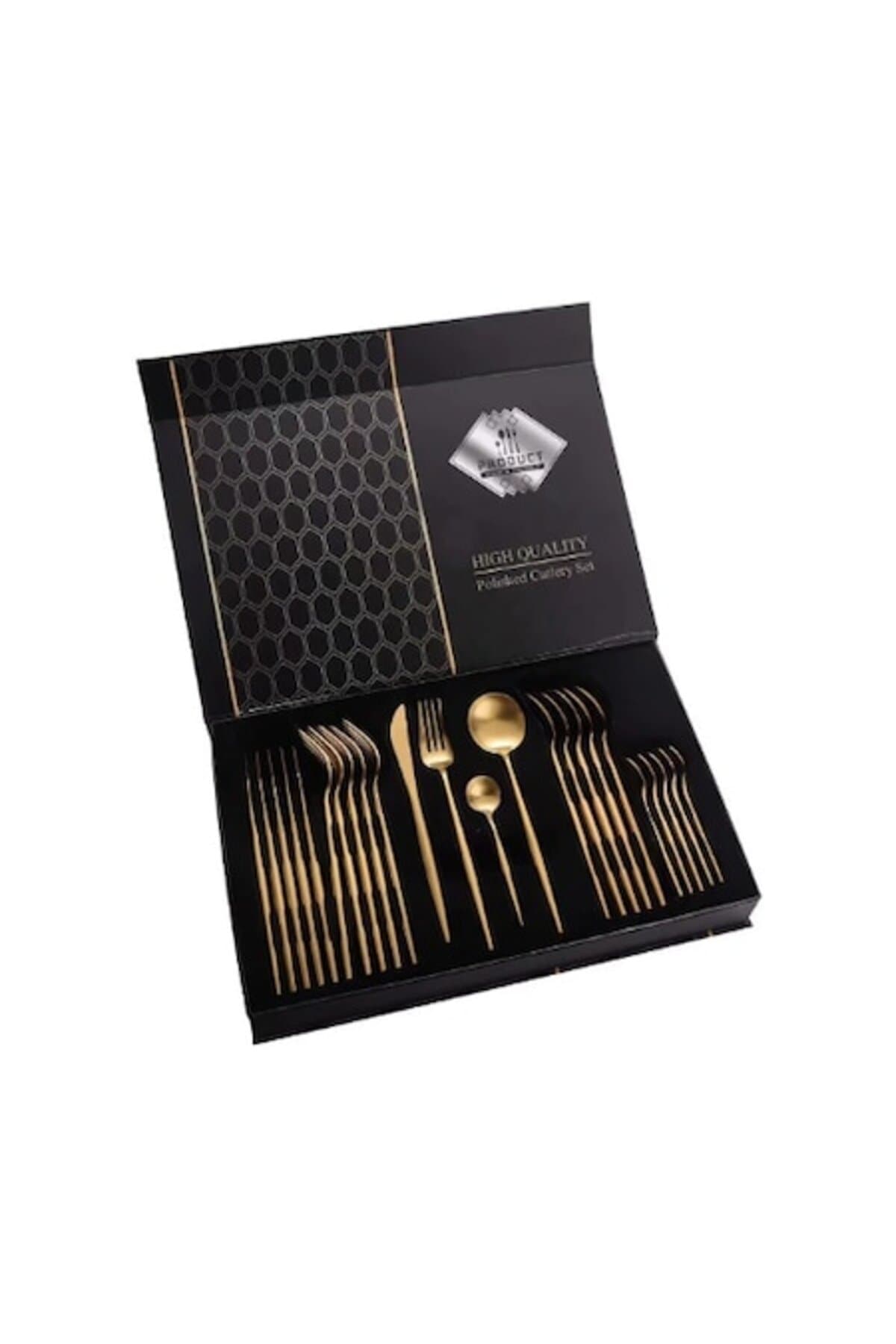 Set de 24 tacamuri portungheze, E EFRALL, elegant si rafinat, cu un finisaj luxos, auriu