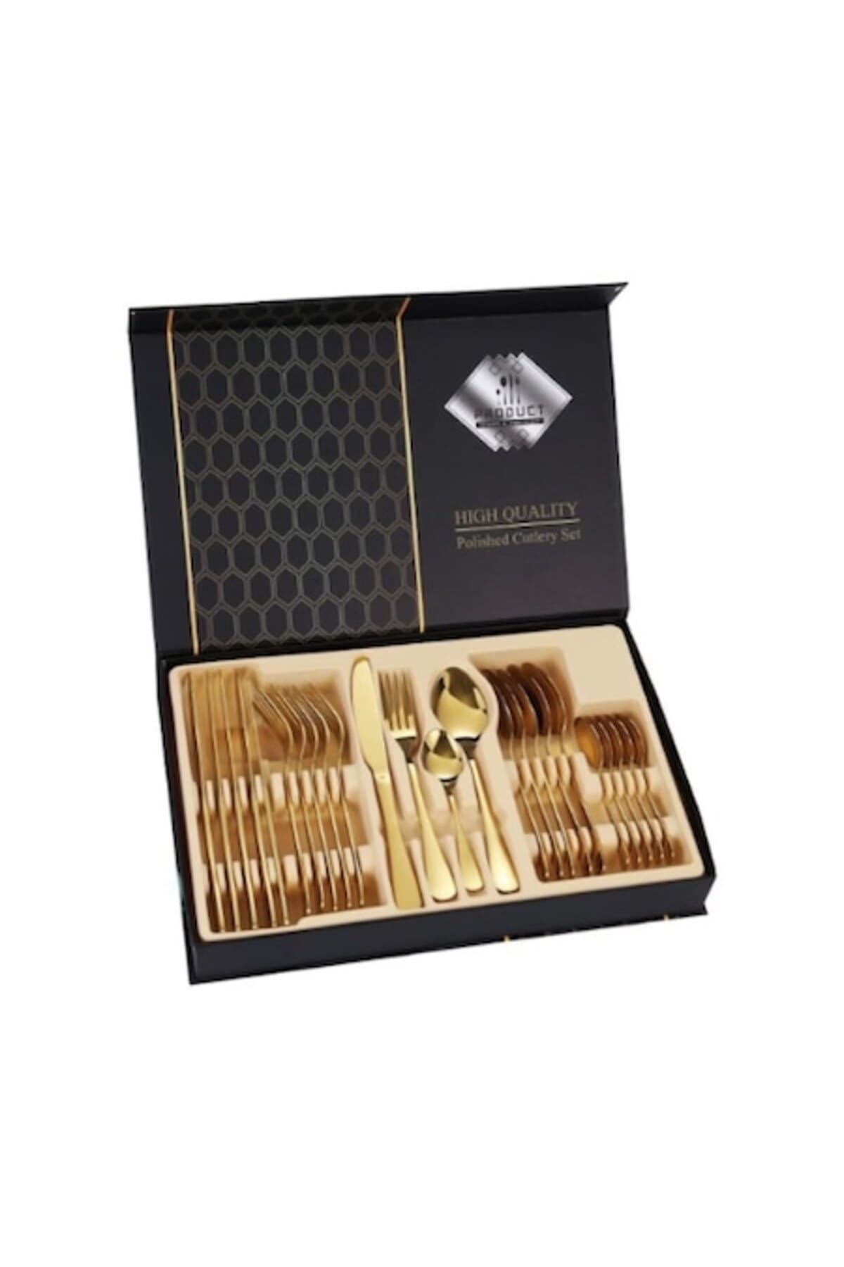 Set de 24 de tacâmuri, E EFRALL, elegant și rafinat, cu un finisaj luxos, auriu