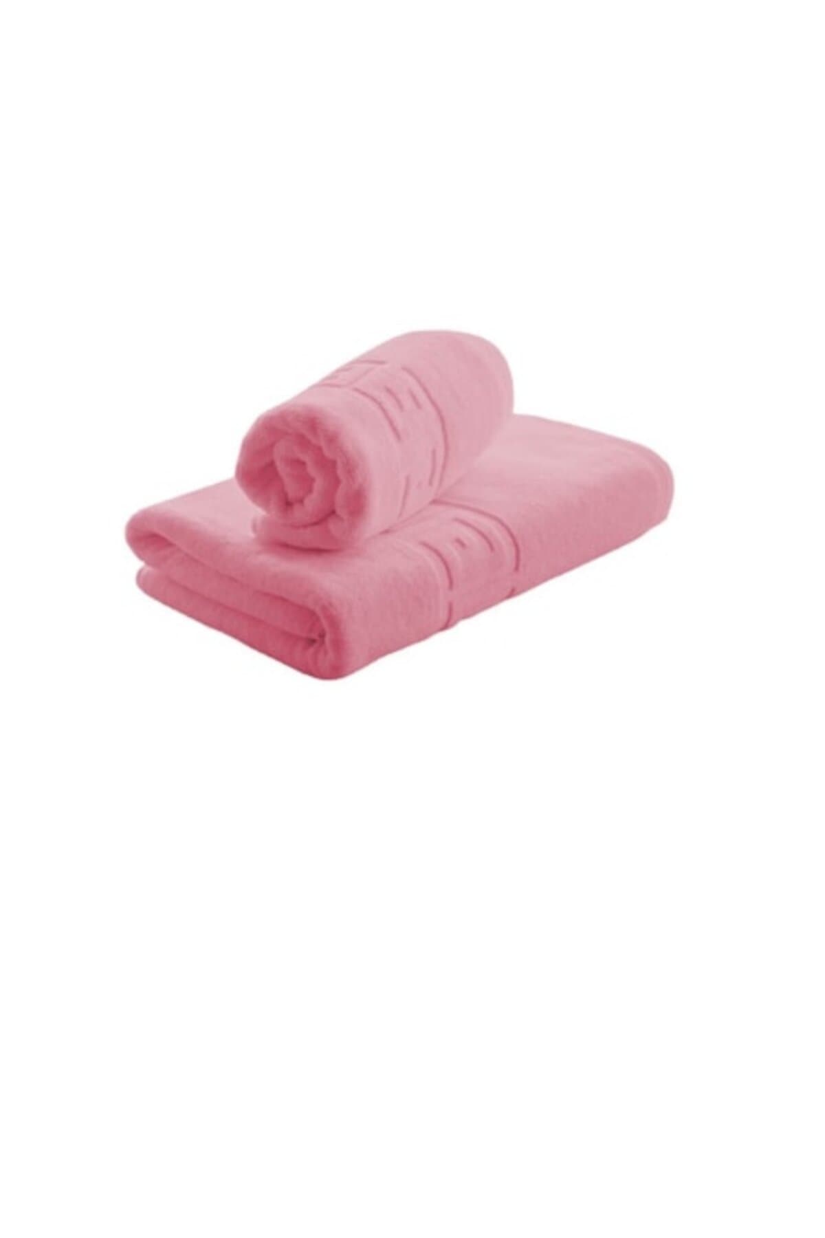 Set 1 prosop de baie 70 x 140 și 1 prosop de față 50 x 90, 550g, model hotel grecesc - roz