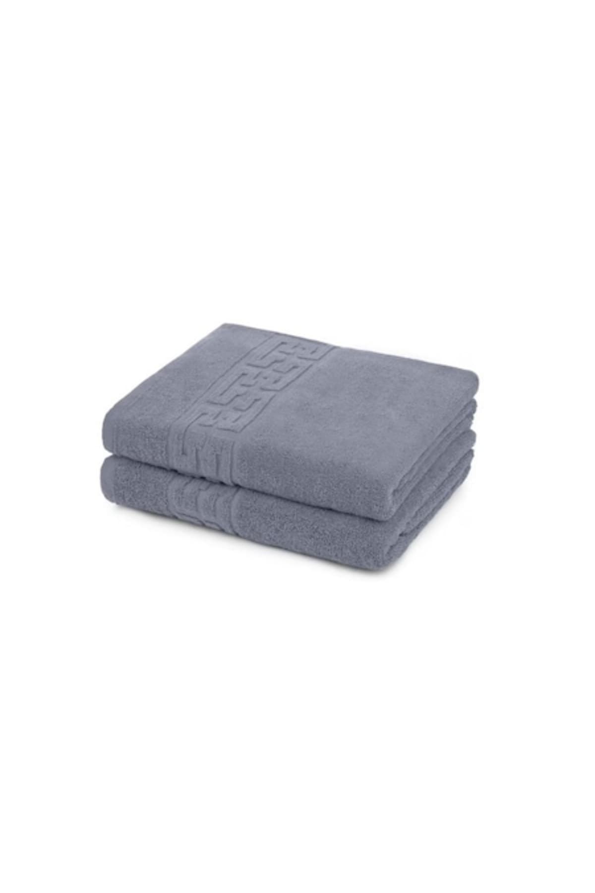 Set 1 prosop de baie 70 x 140 și 1 prosop de față 50 x 90, 550g, calitate hotelieră, design grecesc, gri