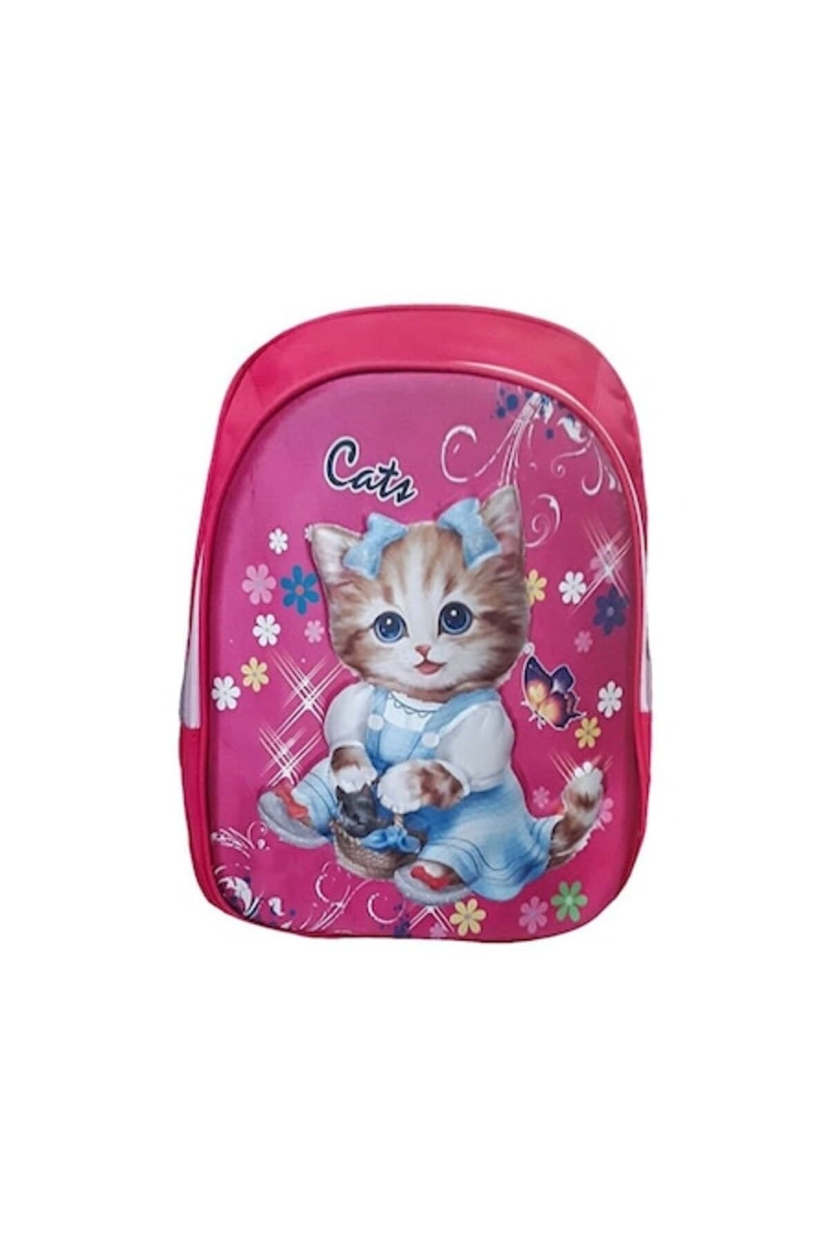 Fotografie produs: Ghiozdan școlar, clasele I - IV, 3D, 2 compartimente, roșu, model pisică - Multicolor