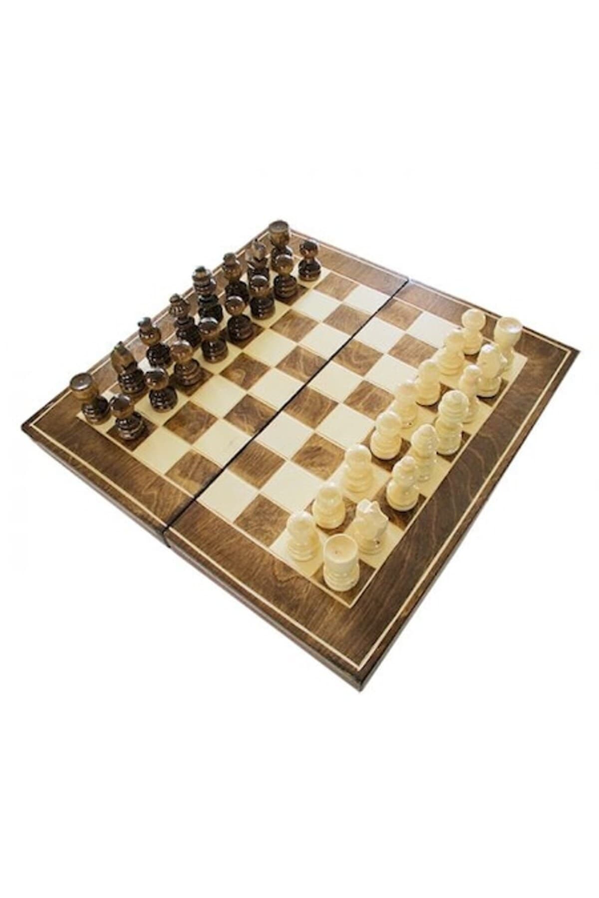 Fotografie produs: Set Joc table si sah, lemn, crem/maro, 44 cm x 44 cm