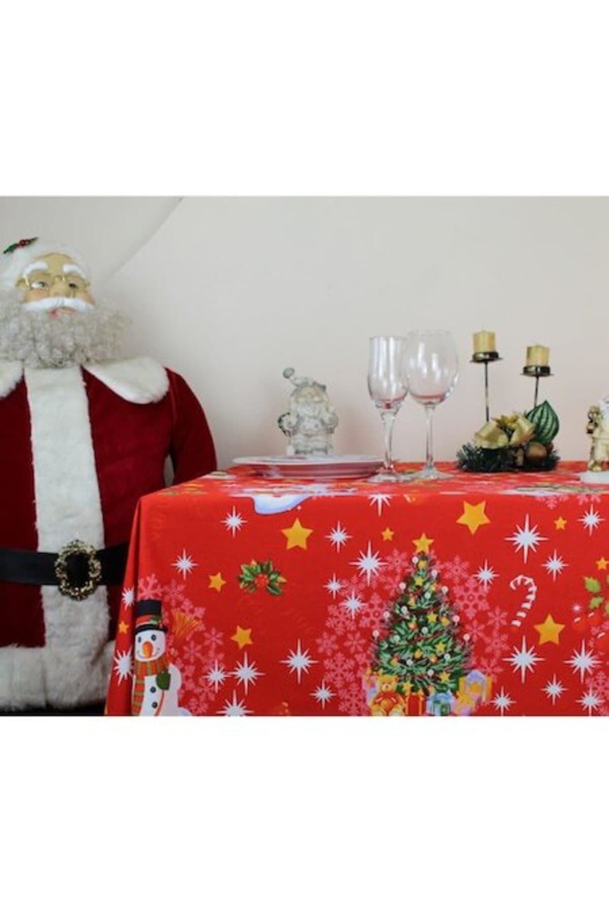 Fata de masa de Craciun, 100% bumbac, rosie - 75x75cm