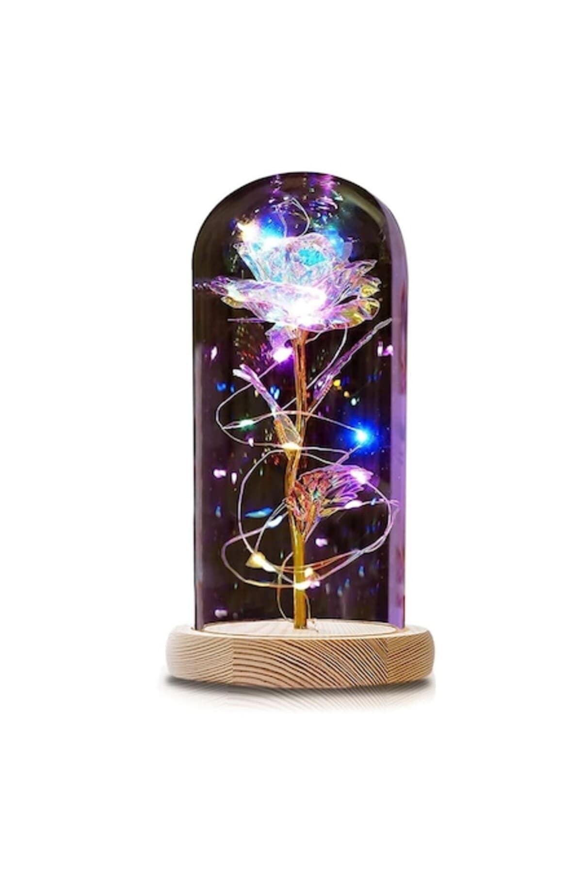 Fotografie produs: Trandafir roșu artificial în cupolă de sticlă - Violet