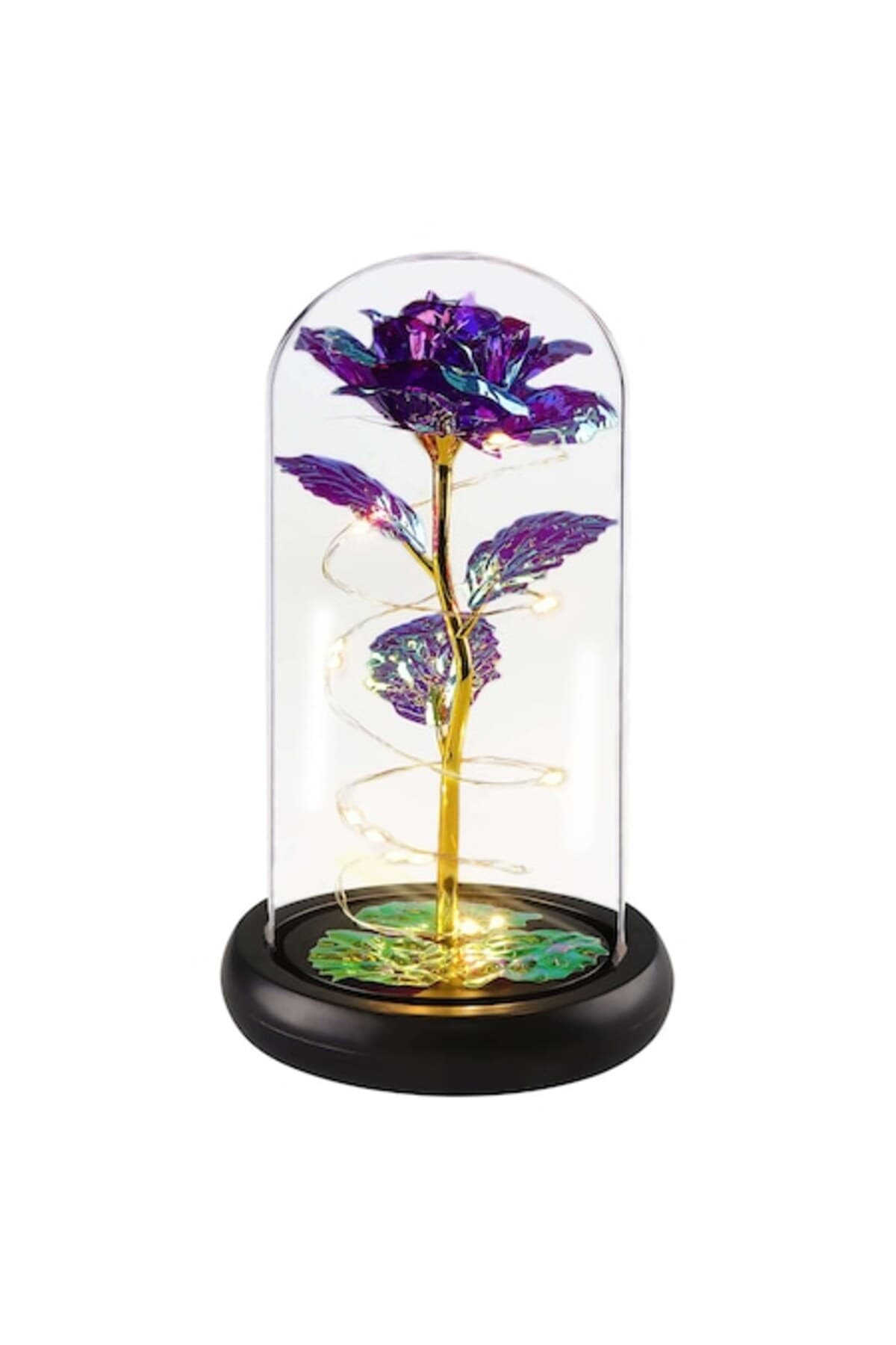 Fotografie produs: Trandafir criogenat din sticlă în cupolă cu lumini LED, violet - Violet