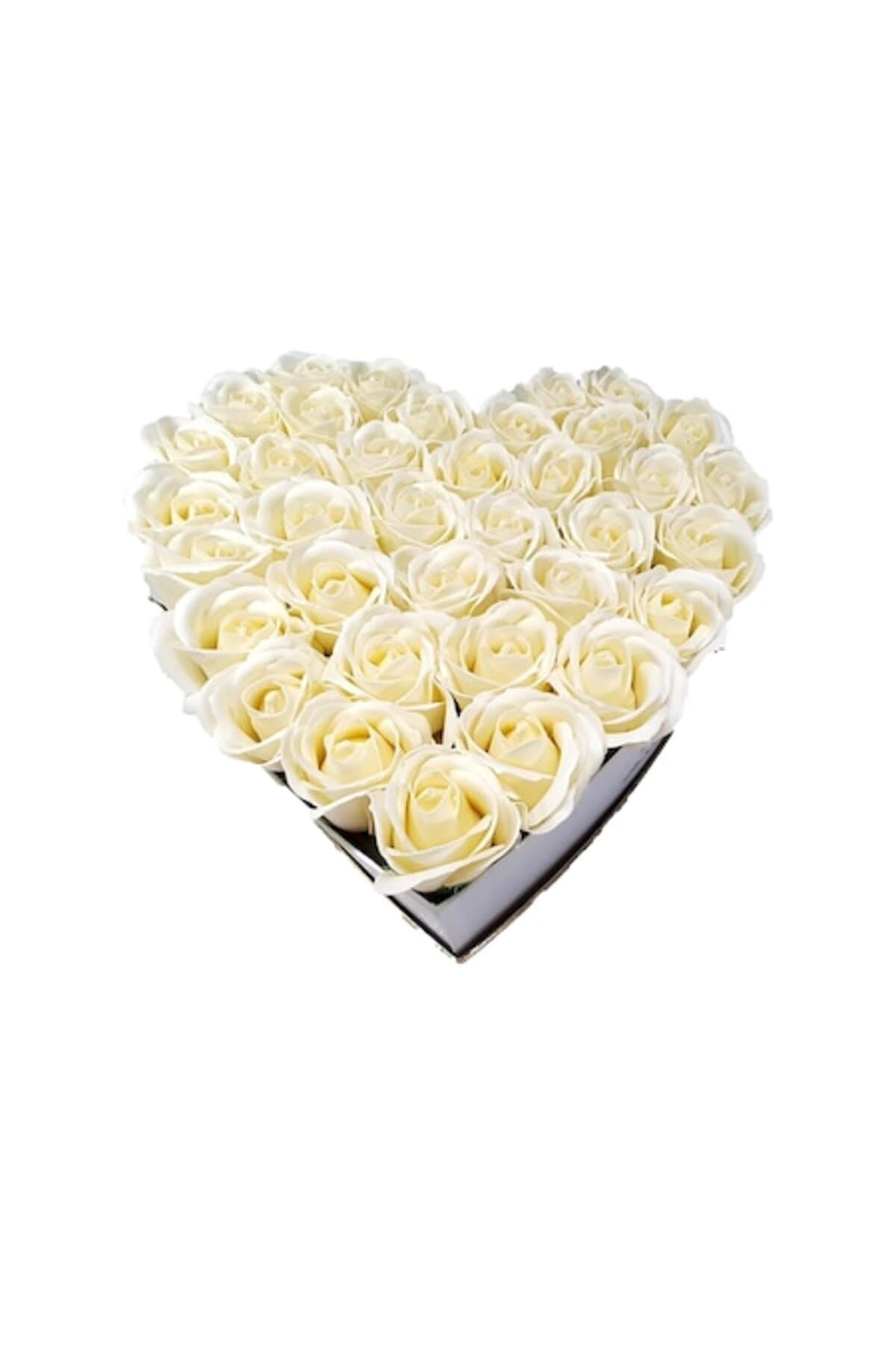 Fotografie produs: Cutie Iubire Veșnică cu 37 de Trandafiri Albi din Săpun - Alb